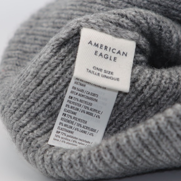 NWT American Eagle Outfitters Gray Ribbed Knit Beanie One Size Unisex - Picture 3 of 5